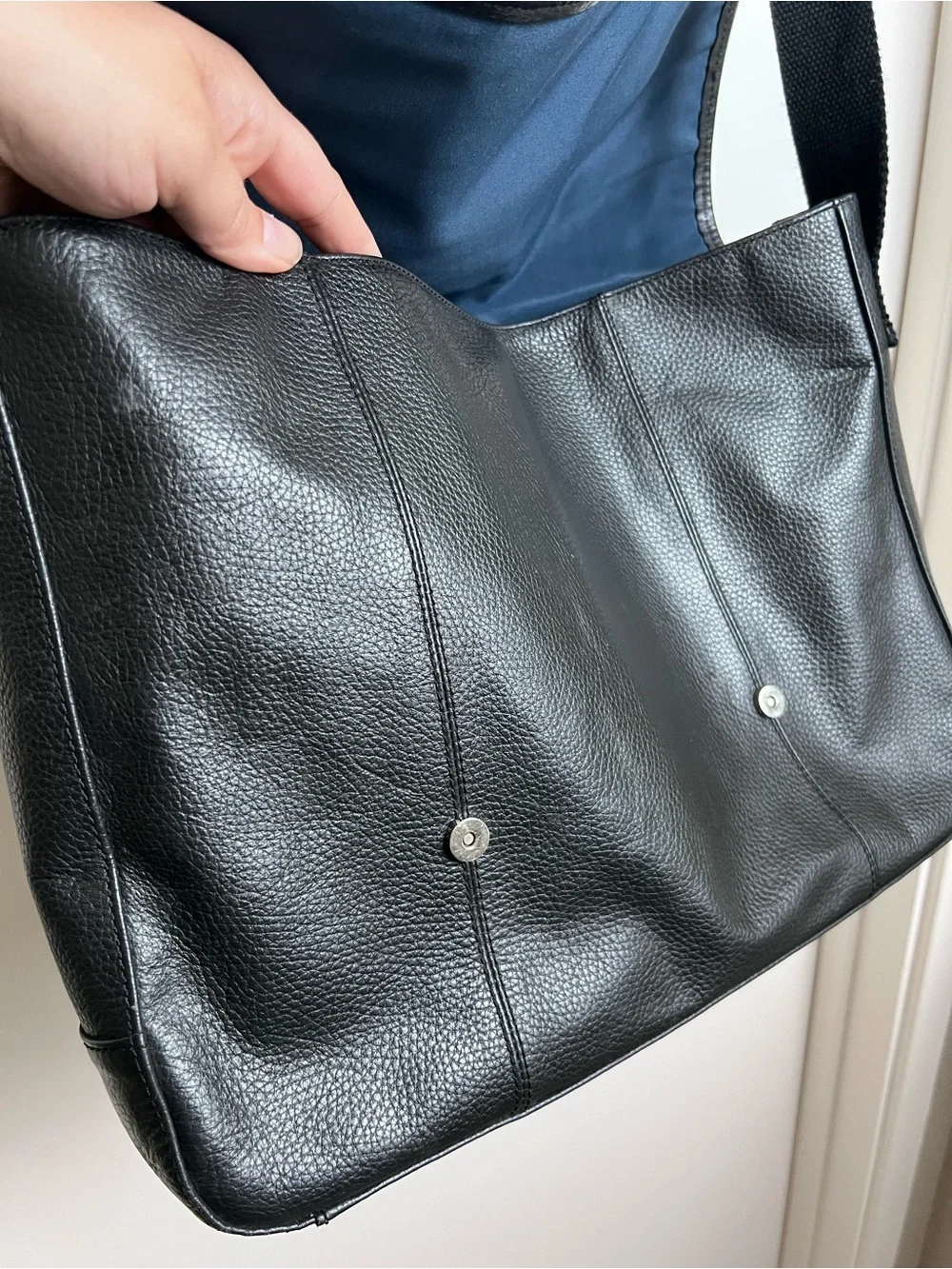 Cole Haan Black Genuine Leather Messenger Laptop Briefcase Crossbody Work Bag